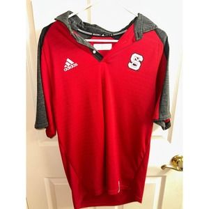 Adidas NC State Grey and Red Athletic Polo Size L